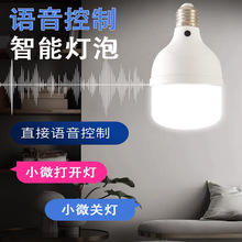 LED智能语音球泡灯E27螺口灯头感应节能家用口令开关声控灯泡