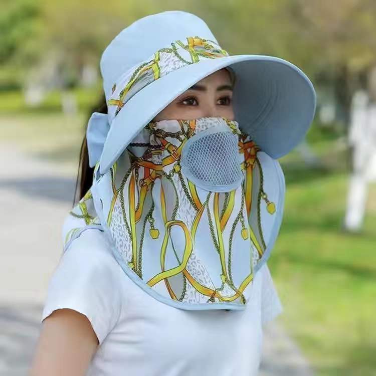 Spring and Summer New Sun Protection Hat Outdoor Sun Hat for Women Big Brim Face-Covering Tea Picking Hat