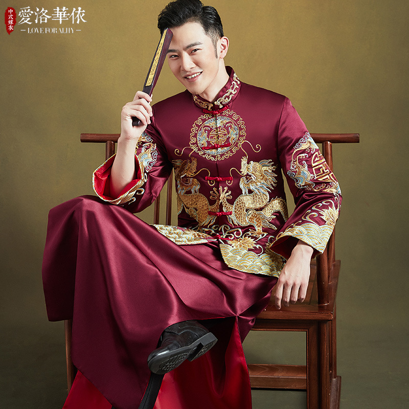 新郎秀禾服男装2021新款春季男士敬酒服中式结婚古代唐装男款秀禾