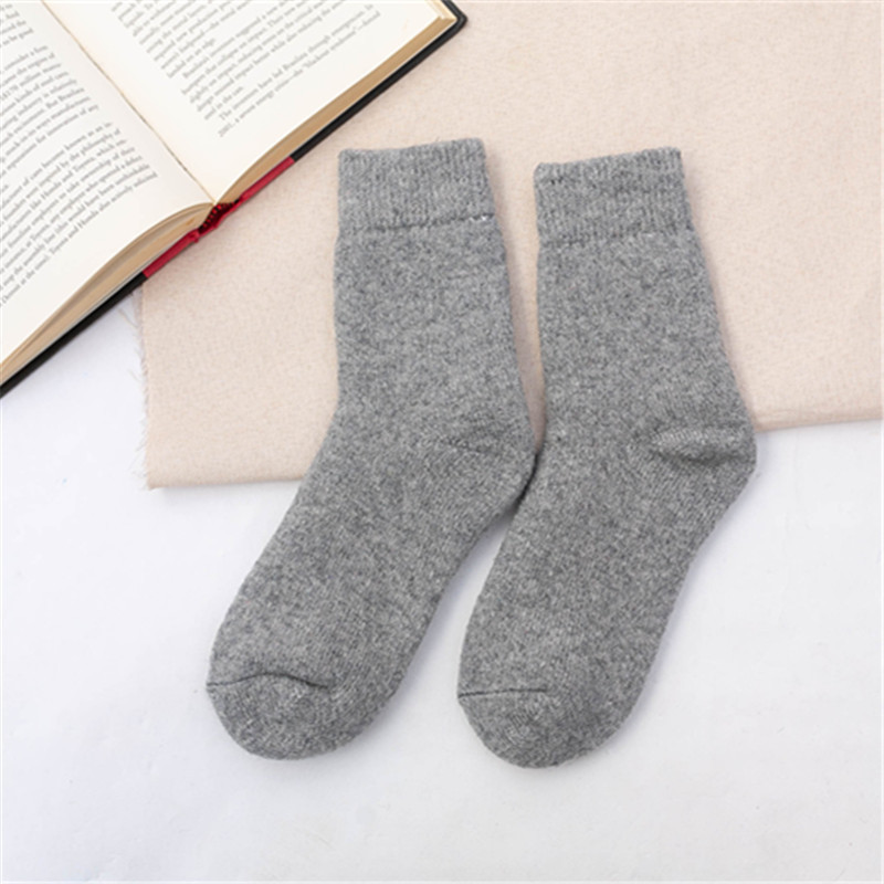 Winter Super Thick Wool Socks for Men and Women Warm Wool Socks Thickened Fleece-Lined Terry Sock Solid Color Wool Socks