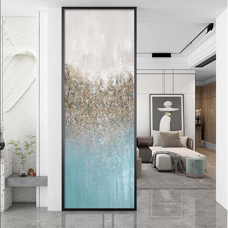 现代艺术玻璃双面屏风隔断家装欧式客厅玄关背景墙抽象工艺简约
