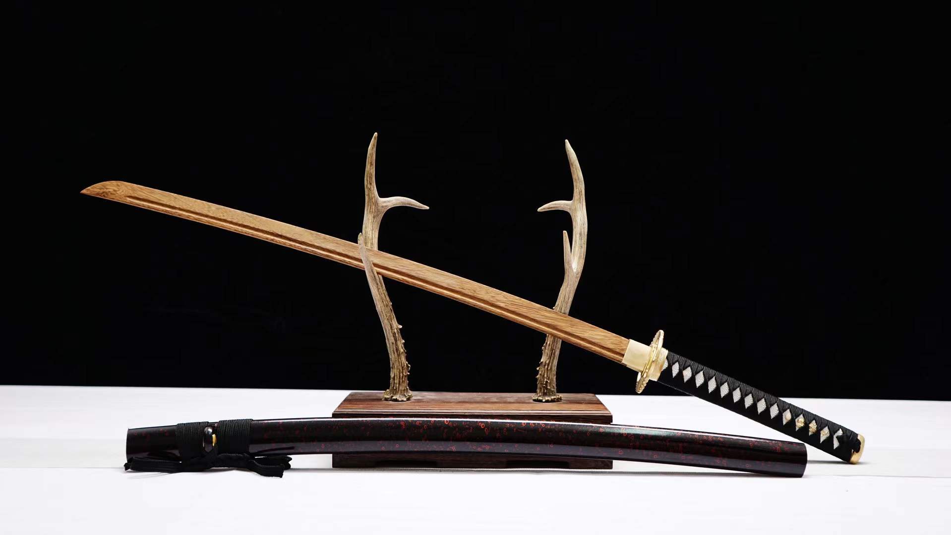 一体居合道刀剑木刀带鞘 竹刀剑道武术训练习道具 表演武士拔刀斩