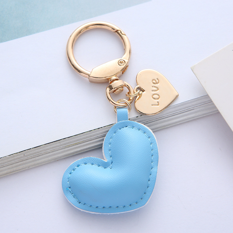 Simple Leather Love Heart Earphone Bag Key Chain Bags Schoolbag Pendant Cars and Bags Keychain Hanging Ornaments Wholesale