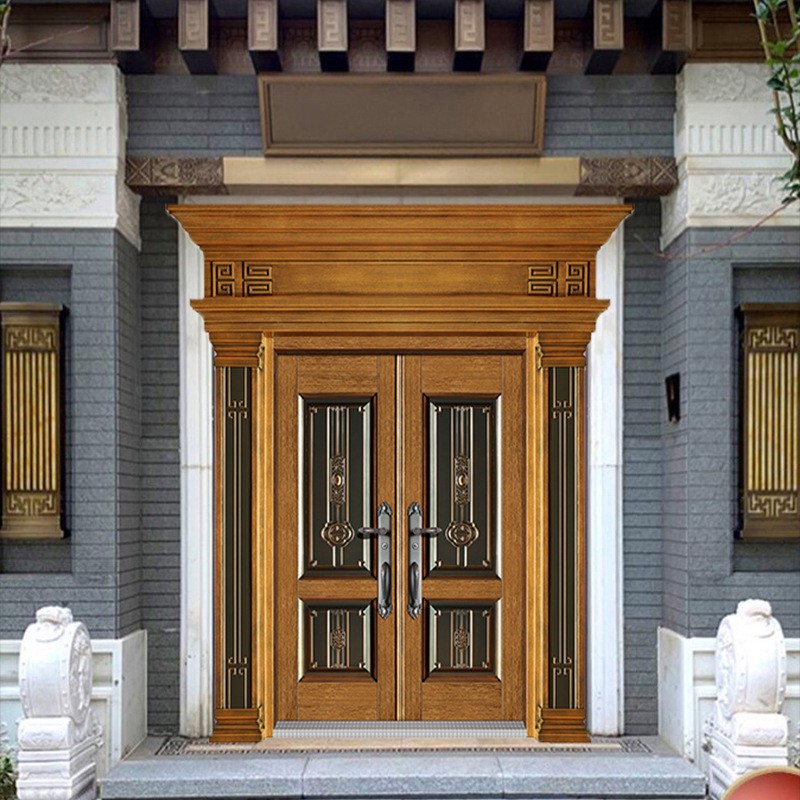 厂家直供农村双开四开门锌合金别墅大门锌合金防盗门仿铜门进户门