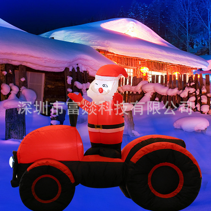 Cross-Border Amazon New Festival Decoration Christmas Inflatable Model Santa Claus off-Road Vehicle Santa Claus Inflatable Model