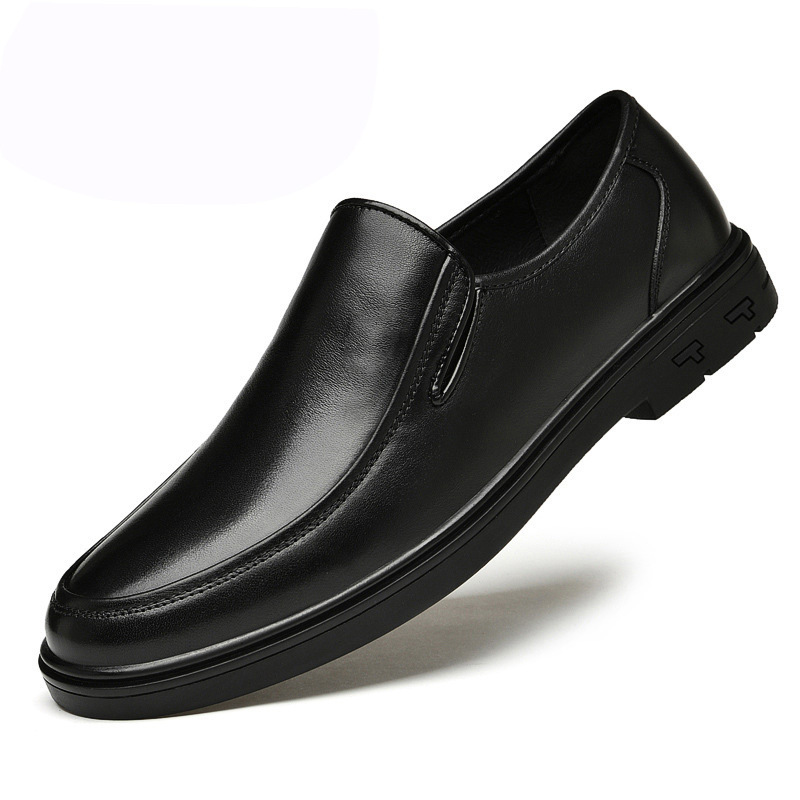 2024 Leather Shoes Middle-Aged Top Layer Leather Men's Leather Shoes Breathable Office Business Leisure Slip on Breathable Loafers
