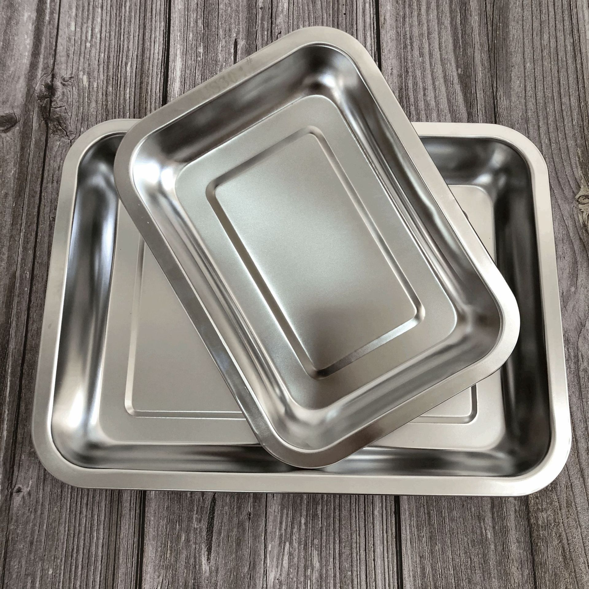 现货304不锈钢方盘 平底加厚加深烧烤鱼盘 商用长方形食堂蒸饭盒