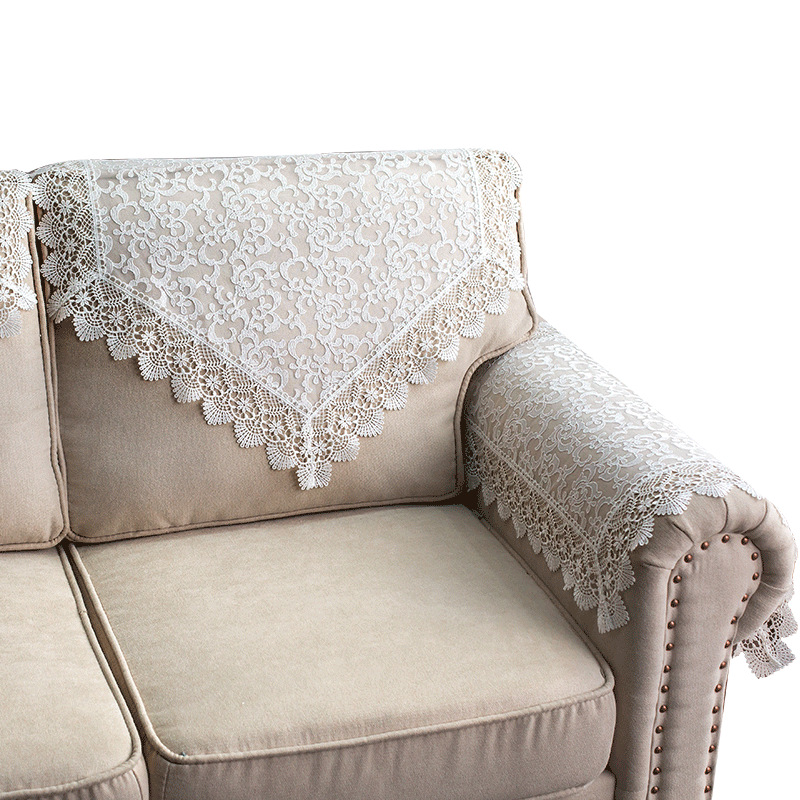 j欧式蕾丝沙发巾靠背巾扶手巾沙发盖布白色防尘沙发套罩搭巾后背b