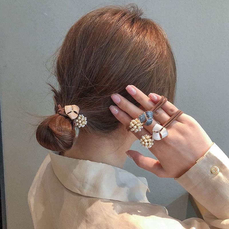 韩版ins小清新简约女生珍珠发圈扎头发橡皮筋发饰品头绳手链两用