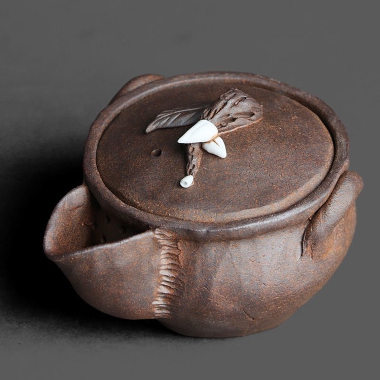 台湾岩矿宝瓶壶 纯手工复古茶壶粗陶盖碗日式手抓壶宝瓶单壶单瓶