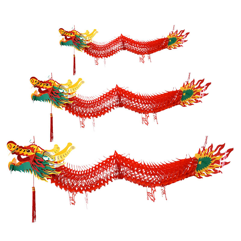 dragon-shaped lantern paper dragon ornaments dragon boat festival mid-autumn festival supermarket decoration garland dragon lantern dragon year plastic paper temple fair dragon