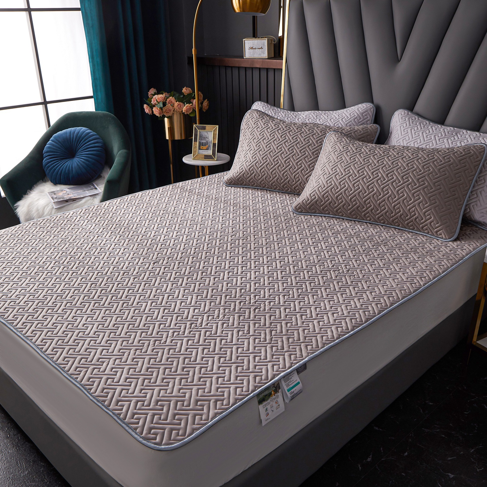 【有证书】a类抗菌防螨60支奥地利兰精天丝席子 泰国天然乳胶凉席