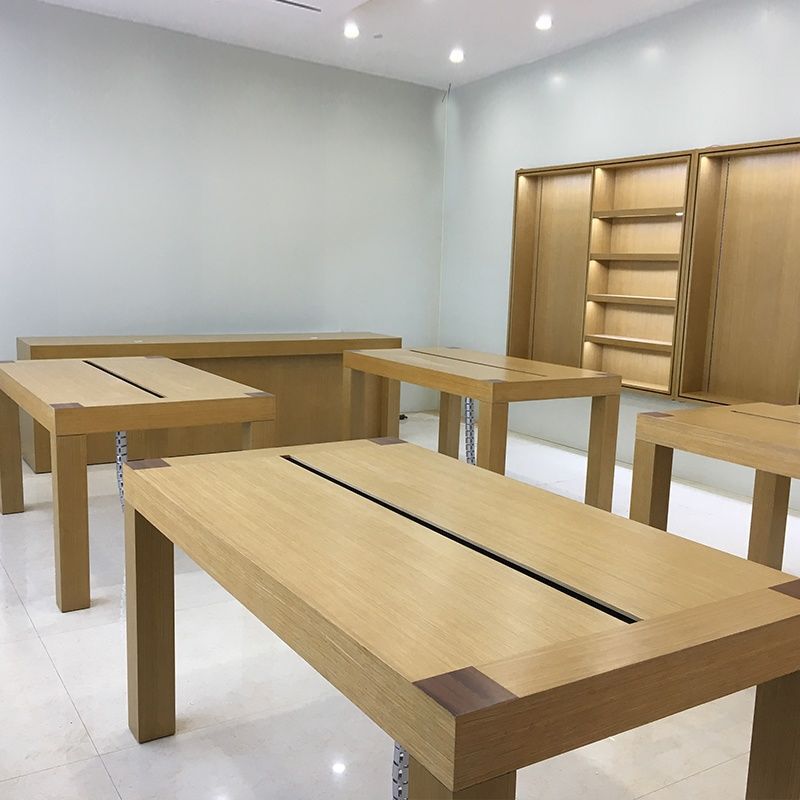 苹果体验台桌子电脑手机展示柜配件柜收银台烤漆木纹展台