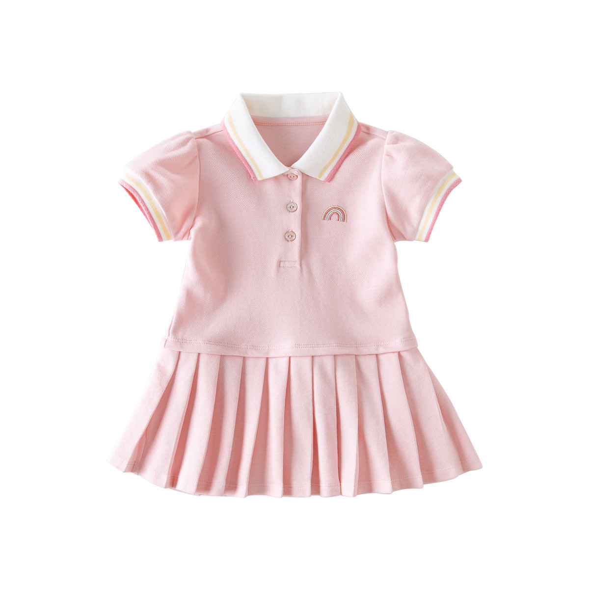 戴维贝拉夏季新款女童连衣裙儿童运动风裙子女polo裙宝宝折扣尾货