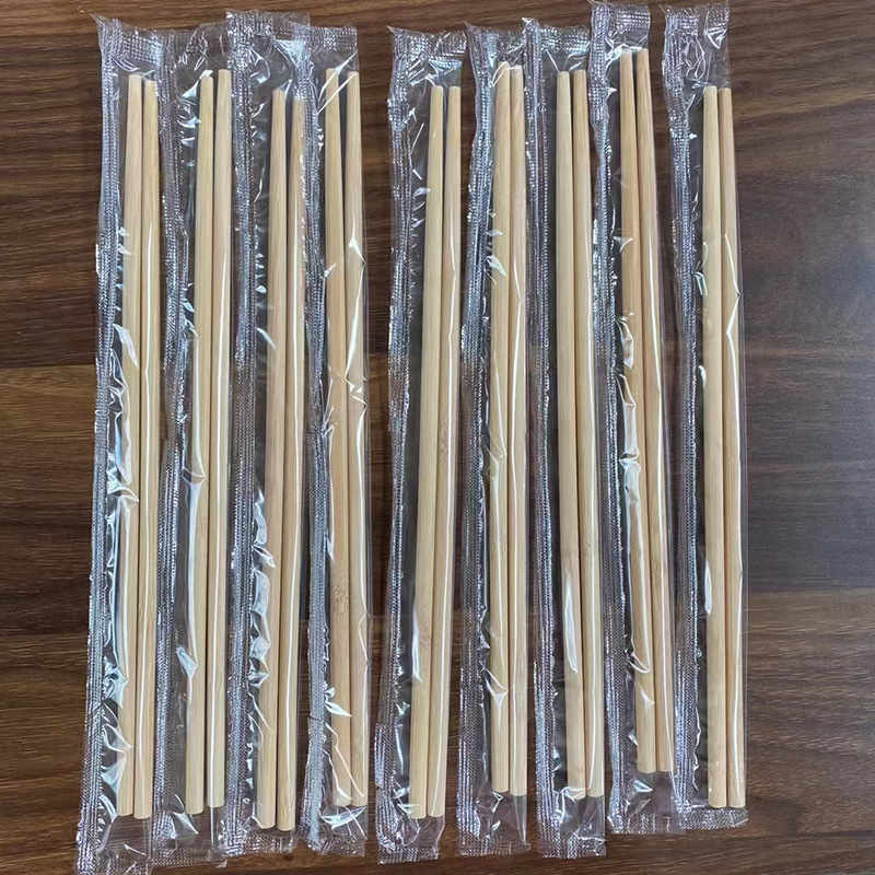 Disposable Carbonized Chopsticks 24cm Independent Paper Bag Bamboo Chopsticks Customizable Logo Bag Canteen Restaurant Takeaway Chopsticks