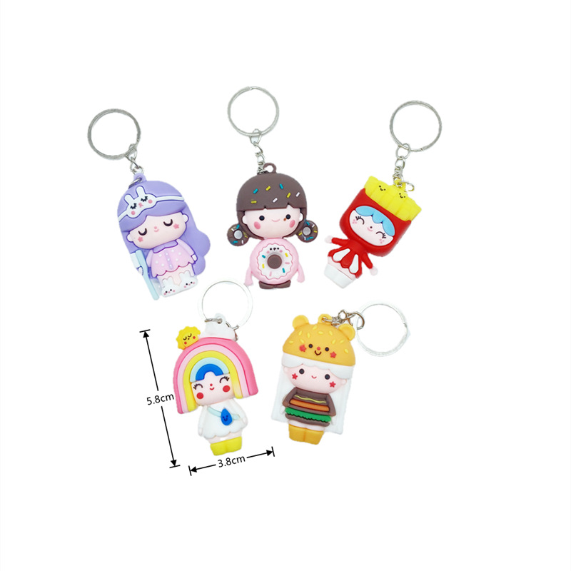 5029# Soft Glue 3D Secret Doll Cartoon Doll Keychain Pendant Car Shape School Bag Hanging Piece Pendant Small Gift