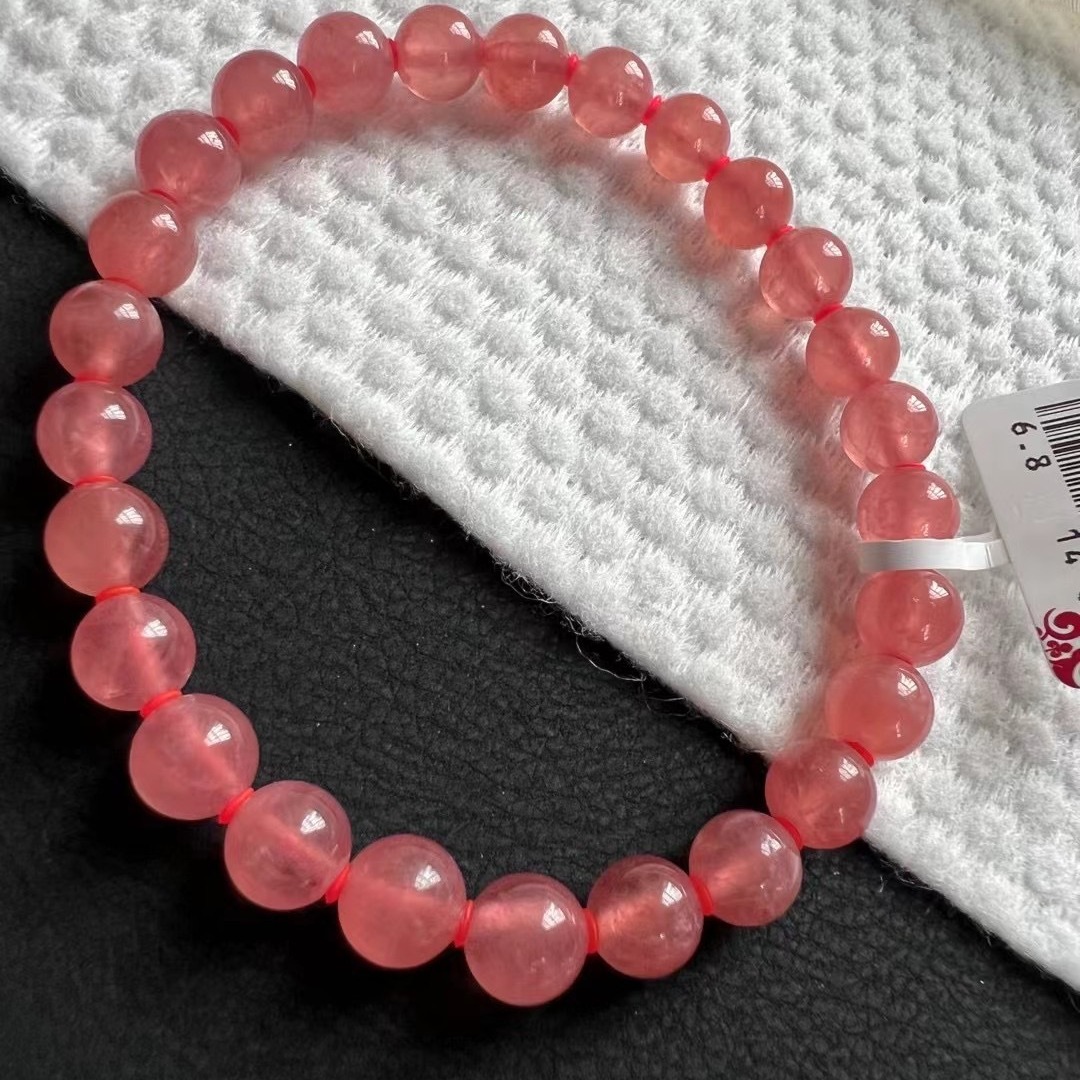 新货红纹石手链,自然光实拍红纹石手链 ,规格6.8毫米,重14.