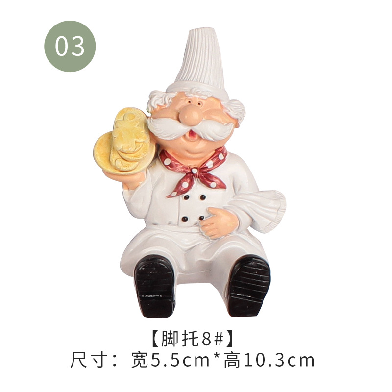 Cartoon Cute Ins Resin Chef Mobile Phone Stand Sticky Hook Household Living Room Coffee Table Study Desktop Small Ornaments Ornament