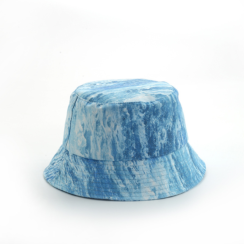 European and American Tie-Dye Men's and Women's Bucket Hat Spring and Summer Sun-Proof Sun-Proof All-Matching Medium Brim Casual Hat Foreign Trade Four Seasons Wholesale
