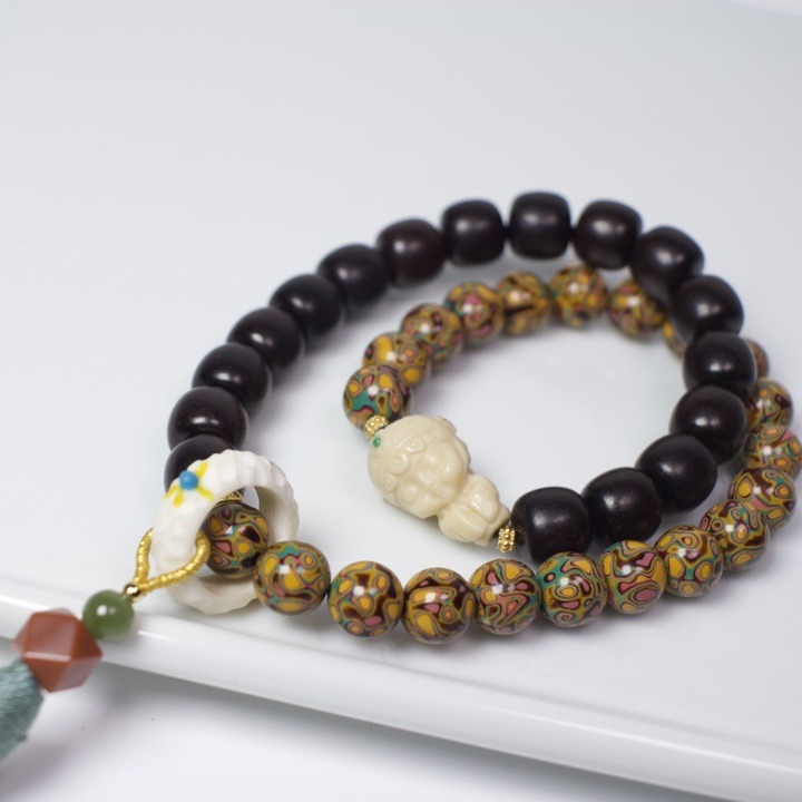 大漆小叶紫檀手持手串非遗文化手工中国风服饰配饰佛珠文玩礼品