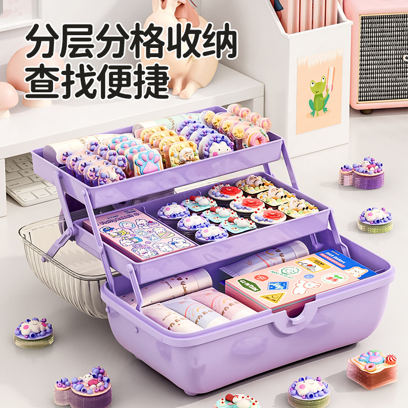 Children's Goka Storage Box Purple Cute Bow Rotating Girls' Hair Accessories Transparent Desktop Handmade Storage Box