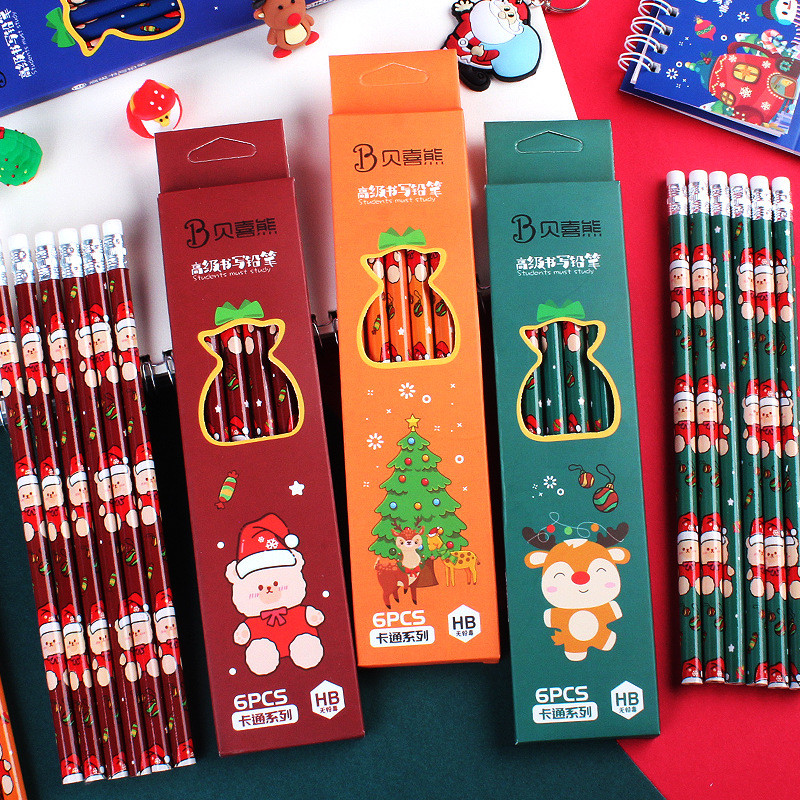 Christmas Boxed Pencil Kindergarten Children Stationery Prizes Reward Elementary School Students Practical Gifts Christmas Gifts