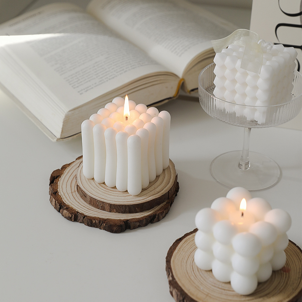 INS Rubik's Cube Aromatherapy Candle Wholesale Fragrance Decoration DIY Gift Soy Wax White Geometric Candle