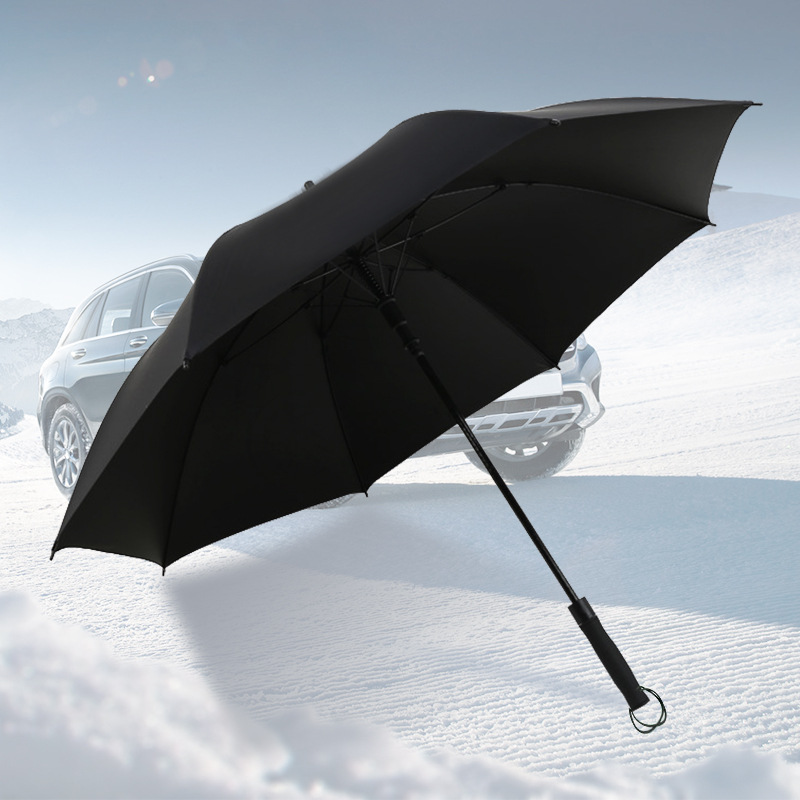 现货黑胶超大抗暴风汽车雨伞全纤维加大直杆高尔夫伞车标伞批发