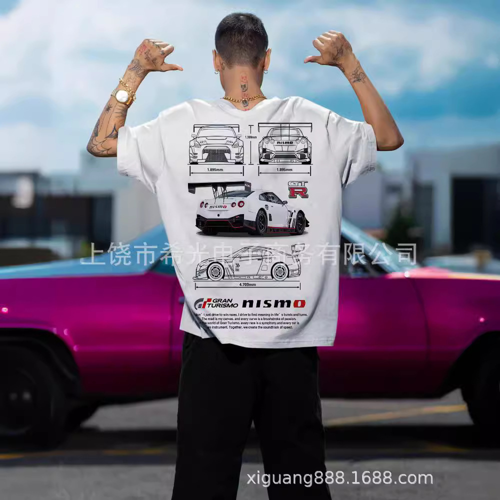 911gt3rs保时捷圆领短袖3d印花设计男女运动休闲圆领t恤短袖上衣