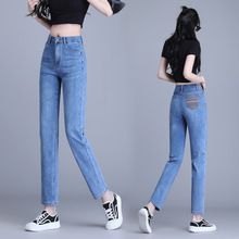 2023夏季新款高腰小直筒牛仔裤女WOMEN JEANS