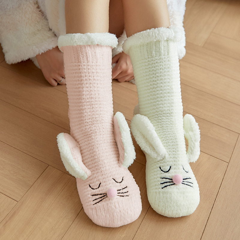 Winter Floor Socks Women's Adult Lambswool Home Confinement Sleep Christmas Socks Leg Cover Snow Slippers Carpet Socks