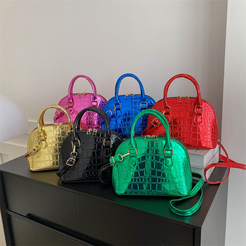 Spring Stylish Good Texture Patent Leather Stone Pattern Portable Shell Bag Women's Bag 2023 Popular All-Matching Shoulder Messenger Bag