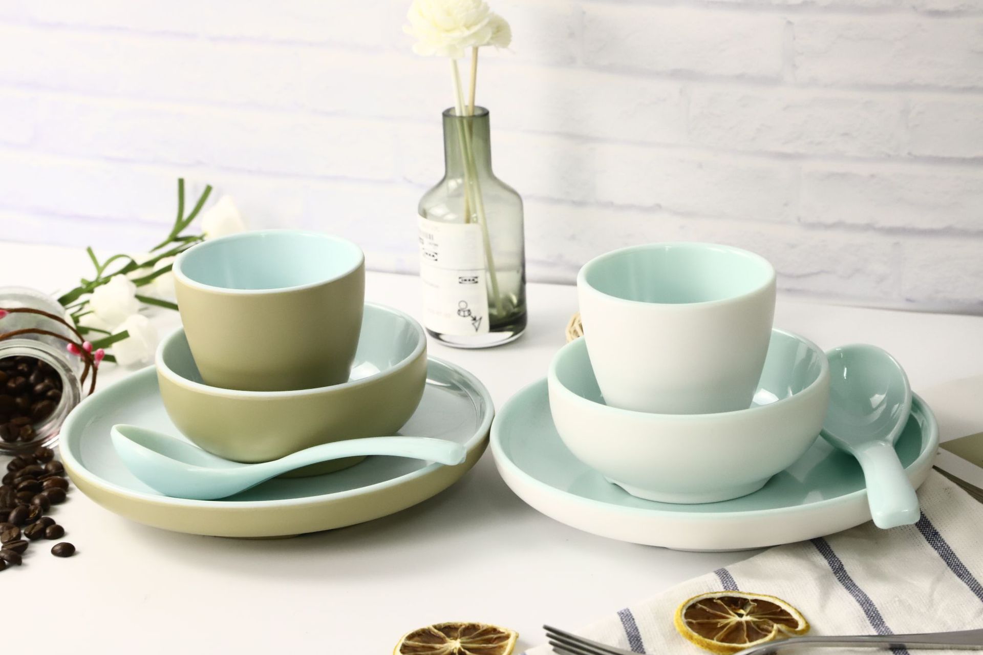 二掌柜仿瓷密胺餐具a5材质酒店餐饮摆台塑料logo摆台餐厅四件套