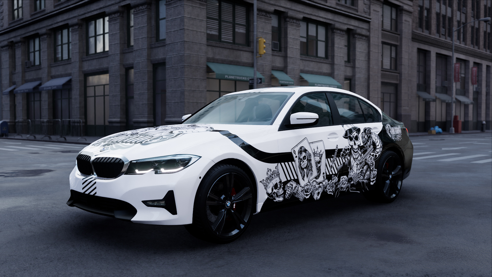 汽车改色膜个性化贴膜地下骷髅涂鸦汽车改装贴纸涂装拉花雕刻