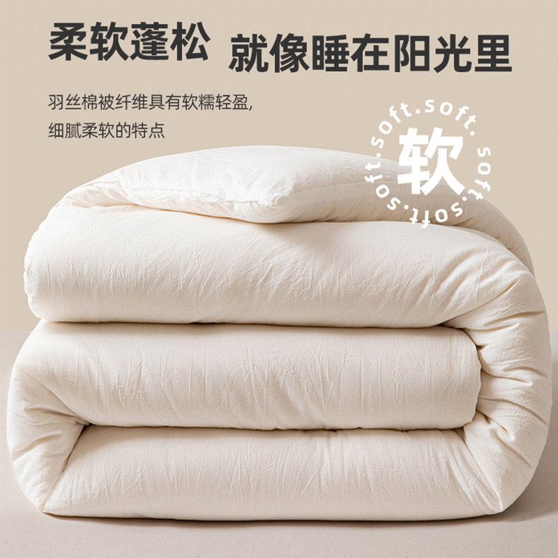 日系纯色保暖羽丝棉冬被被子四季通用加厚棉被无印风柔软民宿被芯