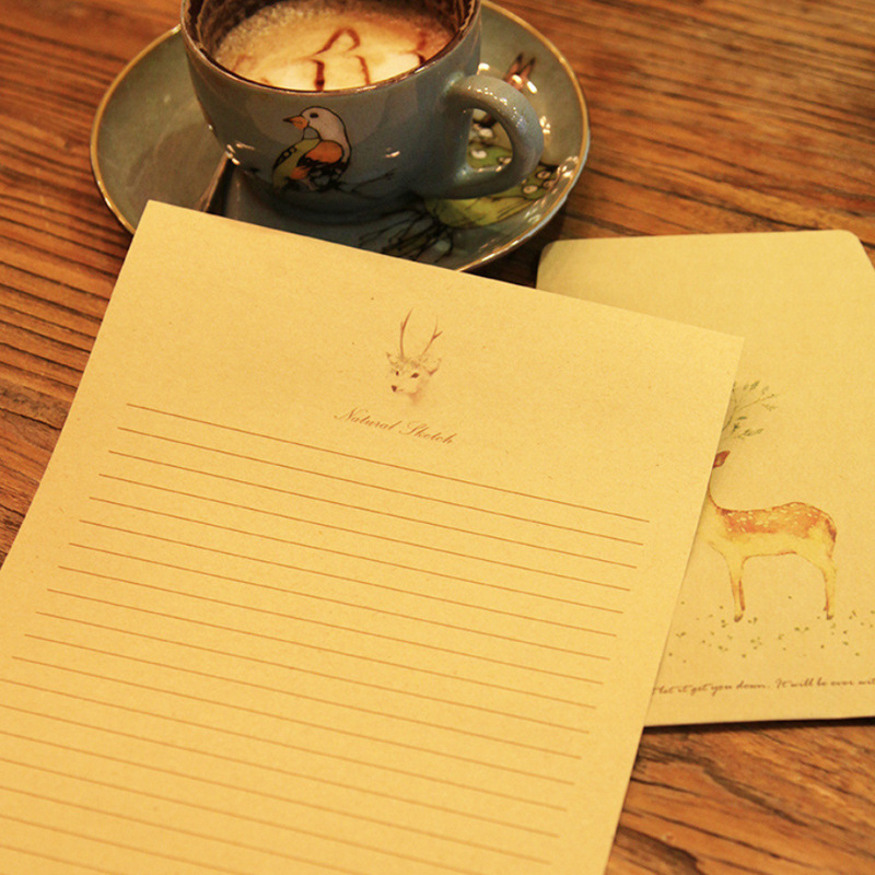 【4份包邮】 写信信纸牛皮纸信纸文艺简约浪漫情书复古创意风