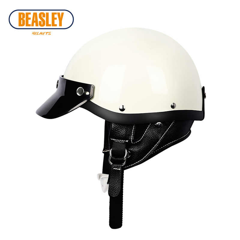 Beasley Retro Electric Motorcycle Helmet Men's and Women's Motorcycle Japanese-Style Ladle Shaped Helmet FRP Harley Four Seasons Half Helmet