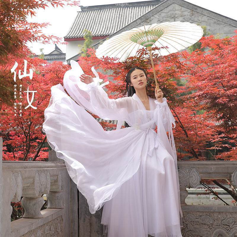 白娘子鞠婧祎同款芸溪汉服白色超仙飘逸仙女古装襦裙薄纱仙气服装