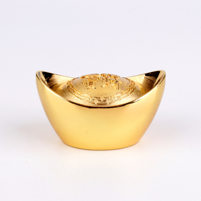 广缘德元宝摆件黄铜大小号金元宝财神前摆放摆件家居中式客厅摆设