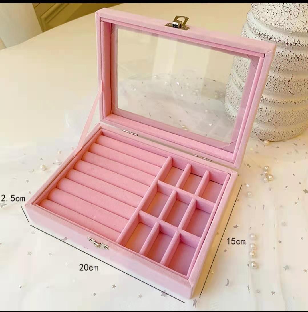 Exquisite Internet Influencer Earrings Earring Jewelry Box Wholesale Dustproof with Cover Jewelry Box Finishing Storage Box in Stock