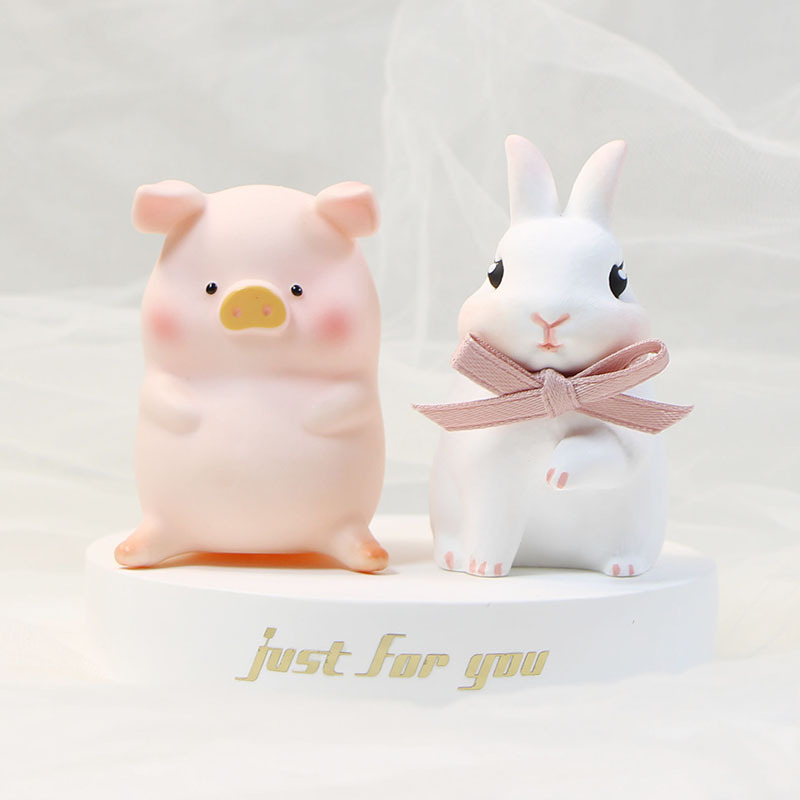 网红lulu猪搭配卡通可爱肖战兔子香薰扩香石膏家居车载摆件装饰品