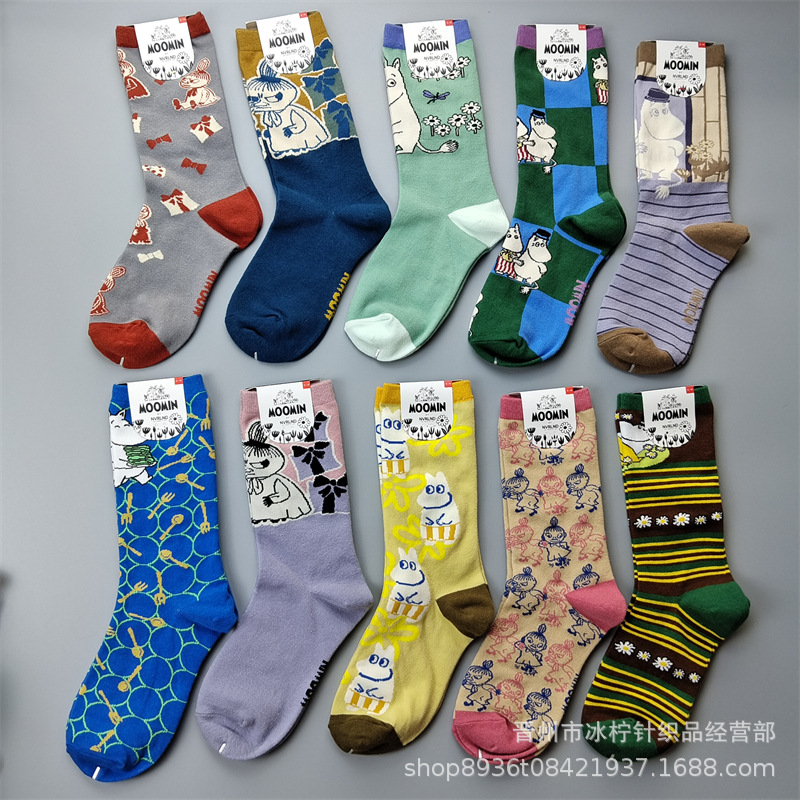 Rishan Mming Yamei Mori Style Women's Socks Ins Mid-Calf Socks Cartoon Cotton Socks Trendy Four Seasons Foreign Trade Socks Wholesale