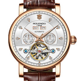 罗兰度睿朗系列男士机械手表万年历多功能时尚休闲腕表
