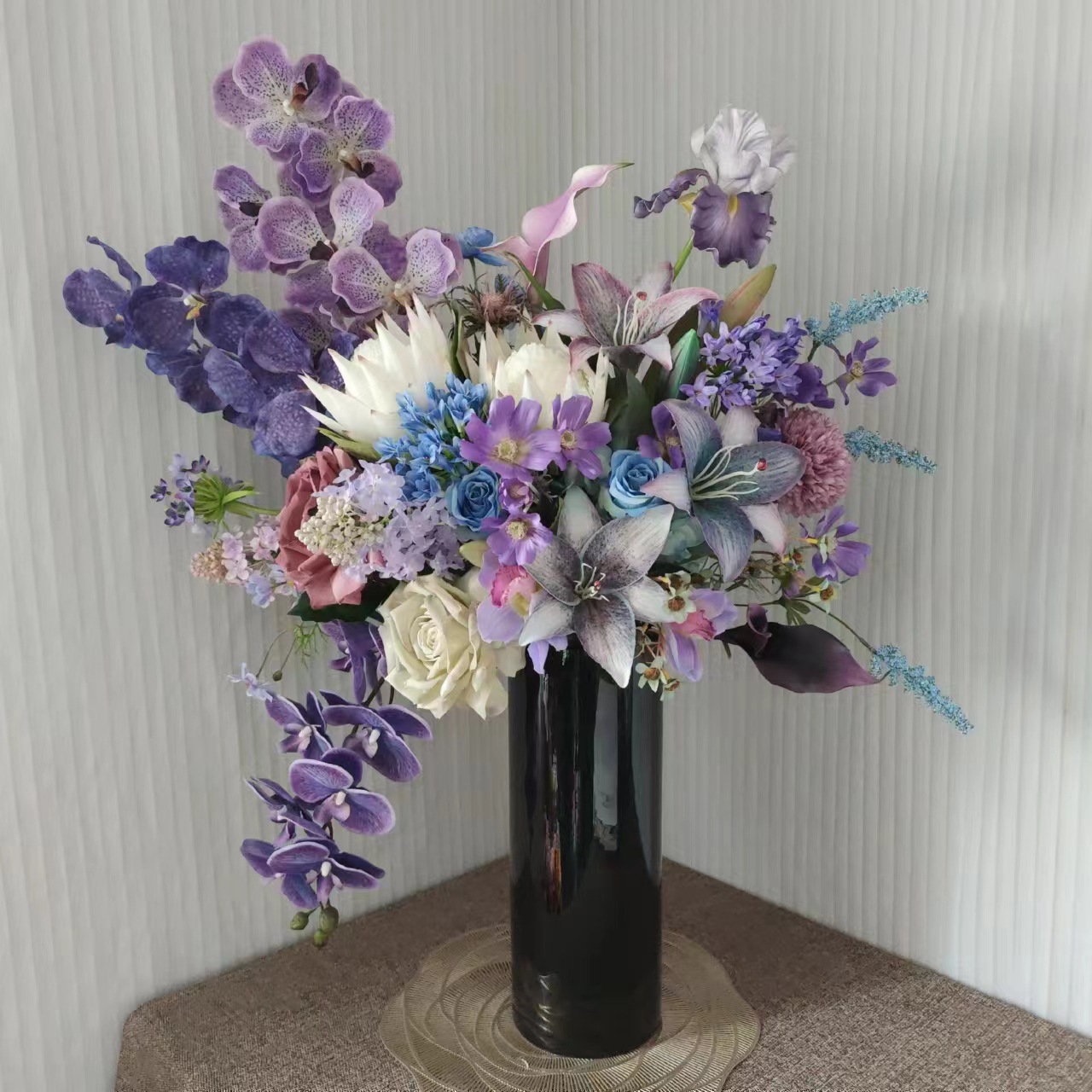 高品蓝紫色超大花束梦幻森林摆设仿真花绢花假花批发婚庆样板间会
