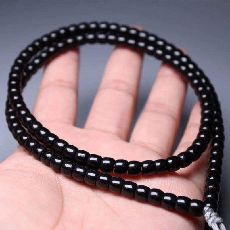 椰蒂高密老料文玩佛珠手串项链108颗直切老型桶珠女款锁骨链项链