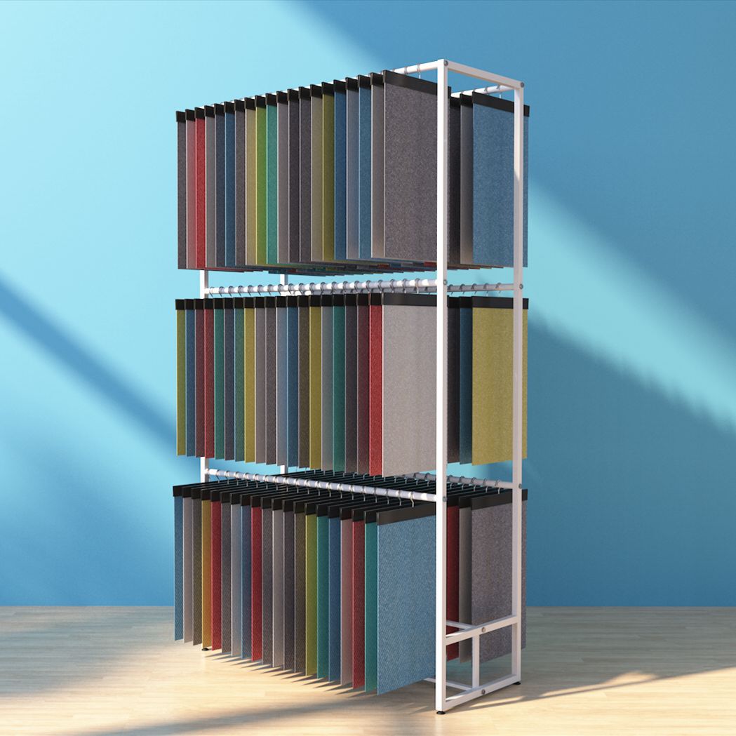 窗帘布料展示架移动挂样摇摆杆吊卡窗帘架布片小样品展架简洁架子