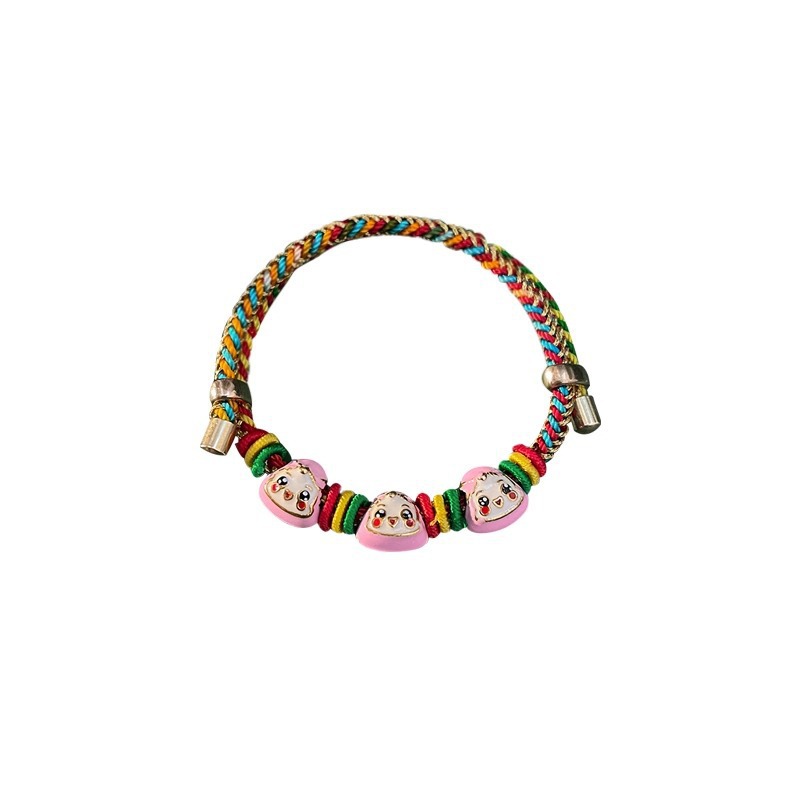 Dragon Boat Festival Five-Color Rope Zongzi Bracelet Hand-Woven Children Adult Five-Color Thread Hand Rope 2024 New Red Rope