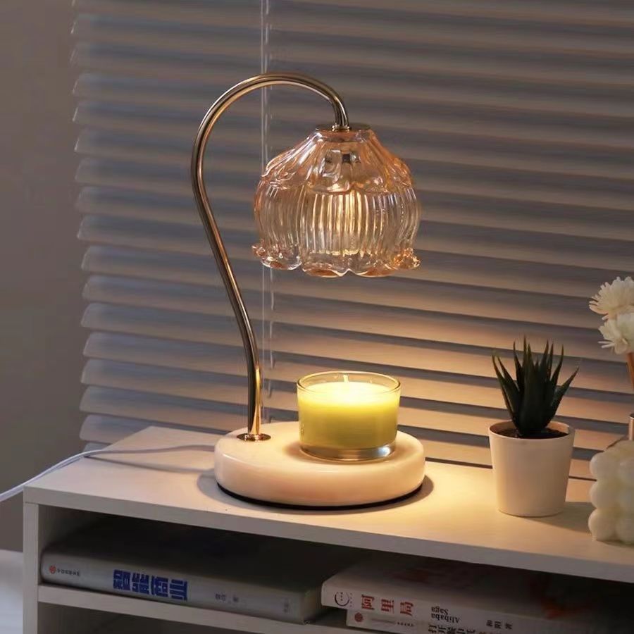Marble Melting Candle Lamp Ins Incense Expanding Gift Table Lamp Smoke-Free Temperature Adjusting American Retro Night Light Aromatherapy Melting Wax Lamp