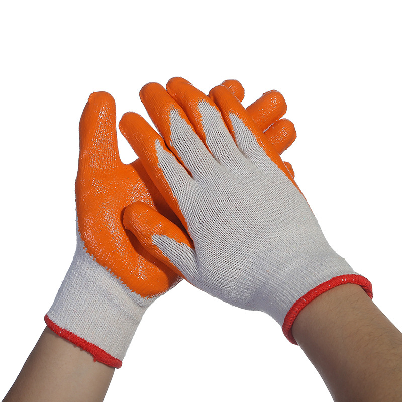 Nylon Nitrile Gloves Construction Site Non-Slip Rubber Hanged Labor Gloves Work Wear-Resistant Warm Latex Dipped Gloves