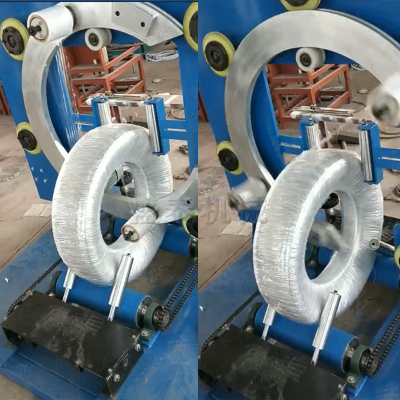 自动托盘缠绕机 压顶式缠绕机管材缠绕包装机塑料管缠绕包装机